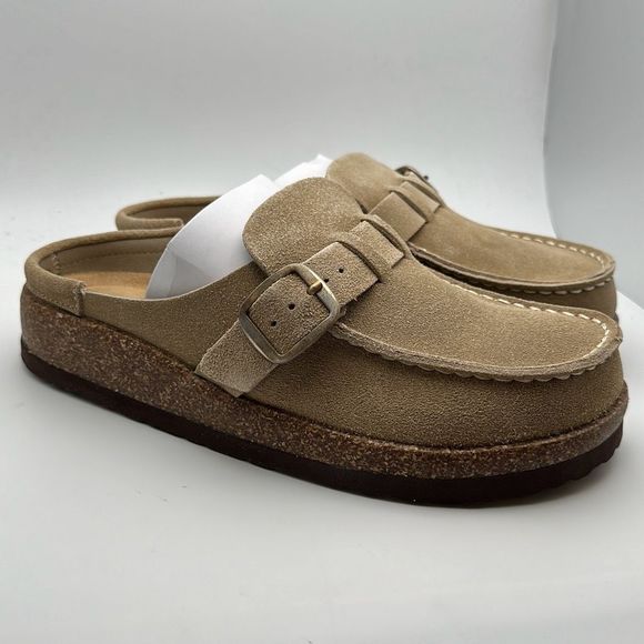 CUSHIONAIRE Women's Genuine Leather Cork Footbed Clog with Comfort 6.5 WIDE TAUP - Picture 1 of 7